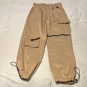 Public Desire Beige Cargo Pants with Black Accents